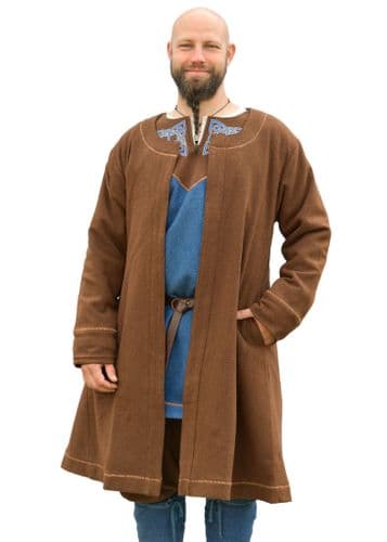 Lined Viking Coat, Diamond Twill, Wool, brown
