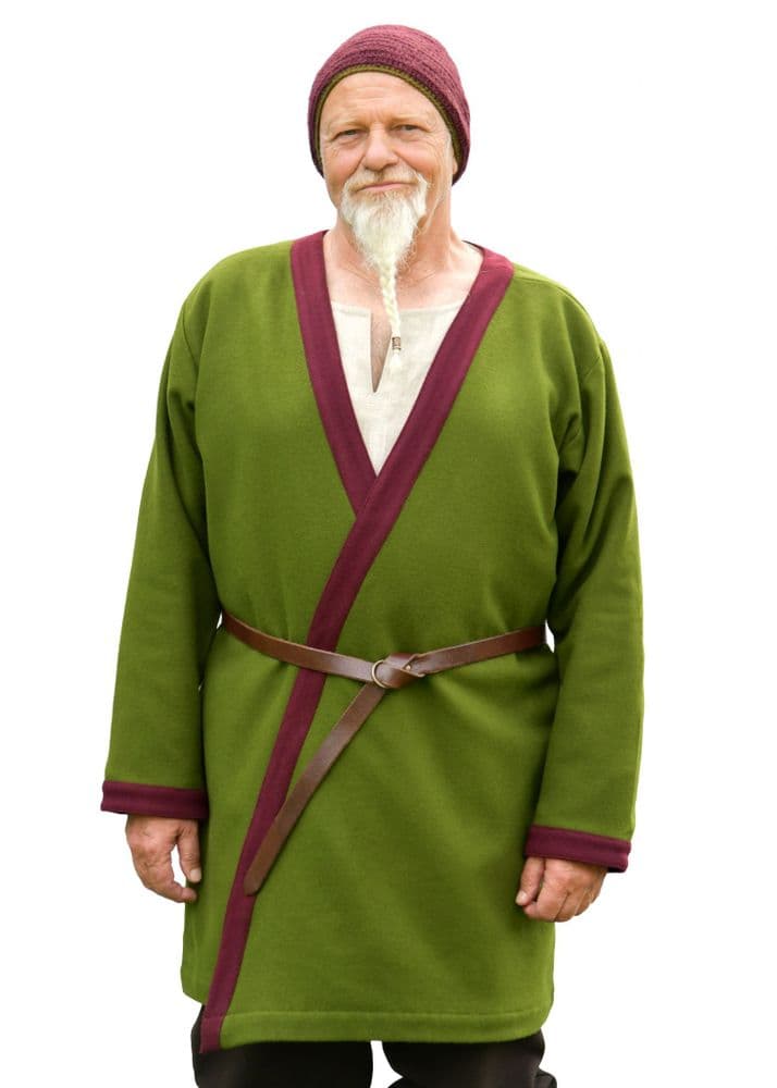 Lined Wool Coat - Green-Burgundy
