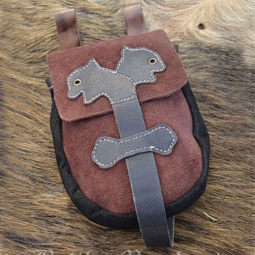 Medieval Belt Pouch, Brown Suede