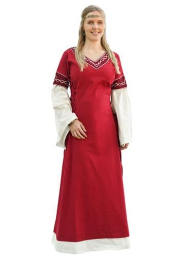 Medieval Dress, Red-Natural