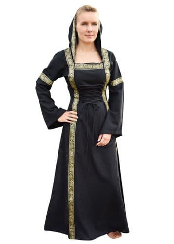 Medieval Dress with Hood Black