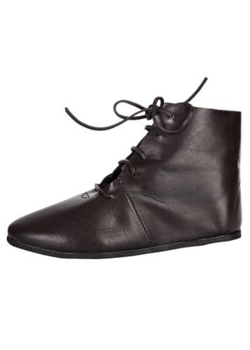 Medieval Front Laced Ankle Boots, Dark Brown