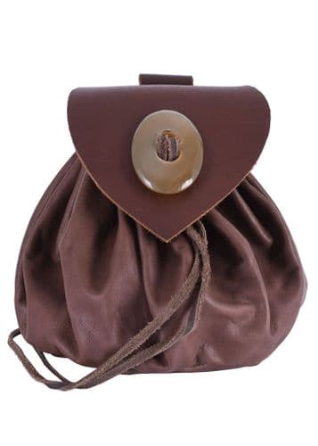 Medieval Leather Bag with Horn Button