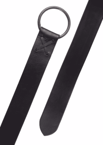 Medieval Leather Belt With Brass Ring- Black Various Lengths