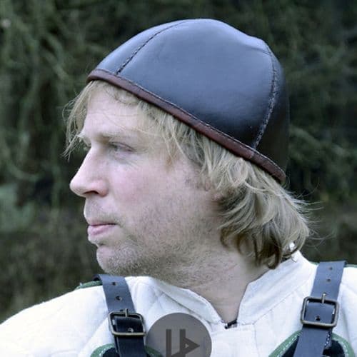 Medieval Leather Cap Dark Brown