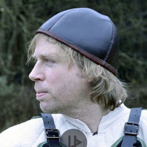 Medieval Leather Cap Dark Brown
