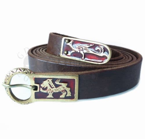 Medieval Long Belt With Griffon and Lion Motif,145cm
