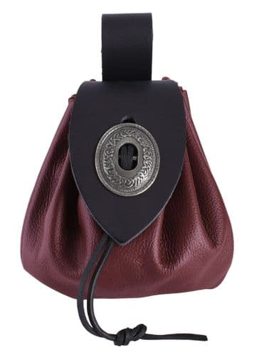 Medieval Money Pouch,Large Metal Closure, Leather