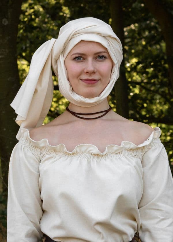Medieval Wimple, Headscarf- Natural Coloured