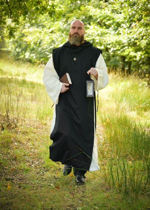 Monk's Cowl Anselm, 2-in-1, Habit with Scapular, Natural/Black