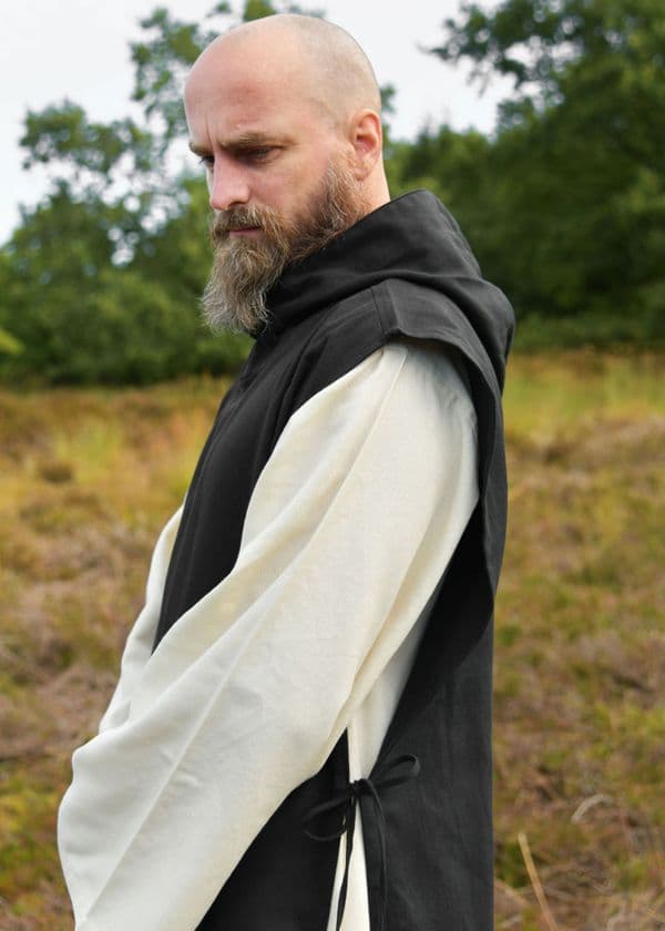 Monk's Cowl Anselm, 2-in-1, Habit with Scapular, Natural/Black