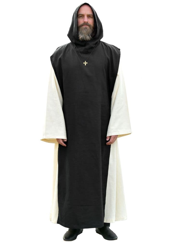 Monk's Cowl Anselm, 2-in-1, Habit with Scapular, Natural/Black