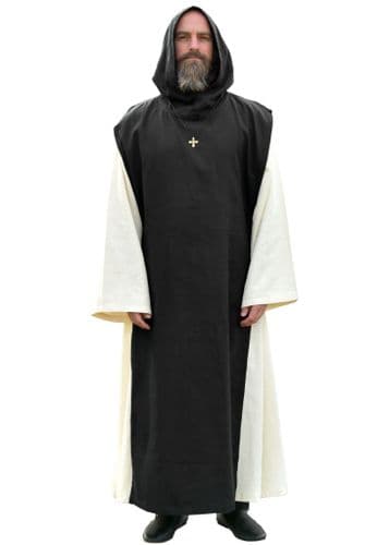Monk's Cowl Anselm, 2-in-1, Habit with Scapular, Natural/Black
