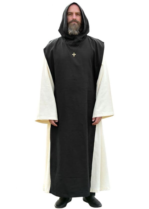 Monk's Cowl Anselm, 2-in-1, Habit with Scapular, Natural/Black