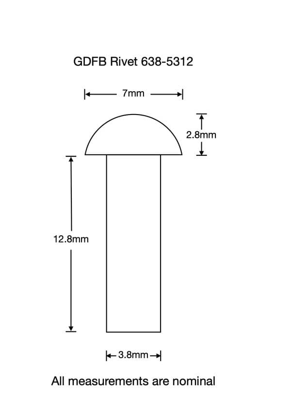Pack of 25 16mm Steel Dome Head Rivets