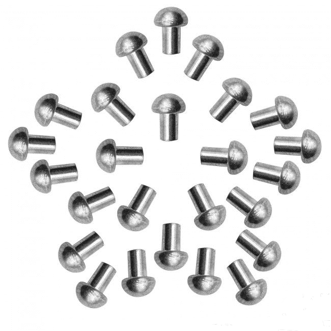 Pack of 25 Short Steel Dome Head Rivets