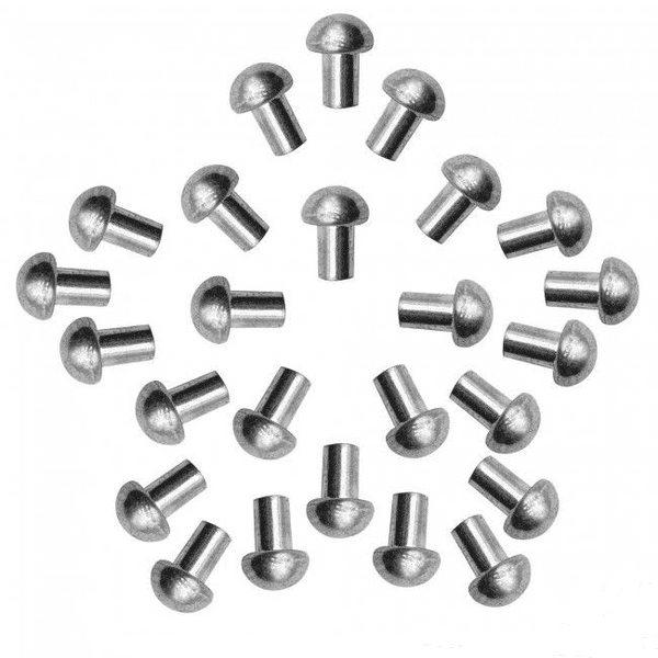 Pack of 25 Short Steel Dome Head Rivets
