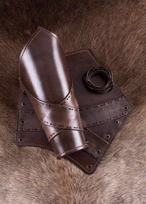Padded Leather Bracers with Cross Banding (Pair)