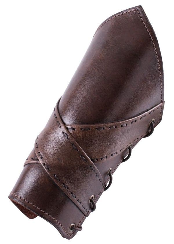 Padded Leather Bracers with Cross Banding (Pair)