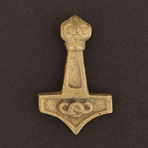 Pendant, Thor's Hammer With Mystical Knot - Brass,