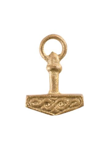 Pendant, Thor's Hammer With Ring - Brass,