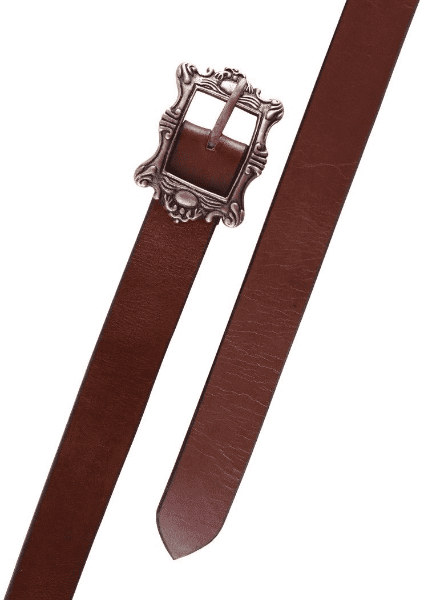 Windlass Wide Brown Leather Pirate Belt - Brass Buckle For Costume & LARP - View #3