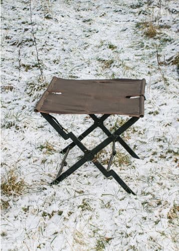 Roman Folding Campaign Stool, Steel and Leather