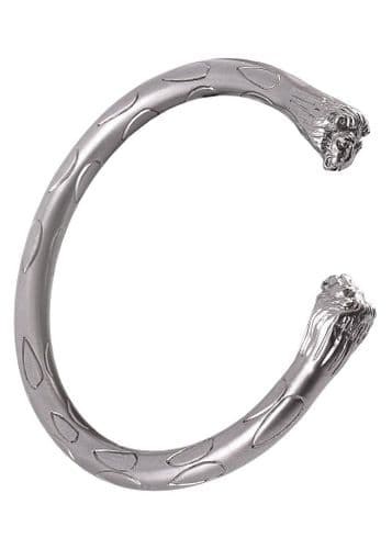 Roman Torcs with Lions Head, Tinned Brass -Pair