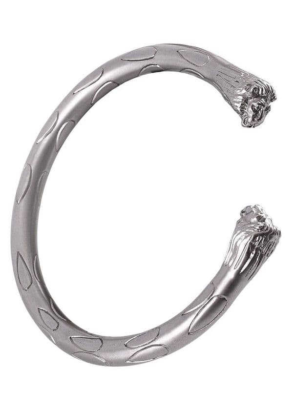 Roman Torcs with Lions Head, Tinned Brass -Pair