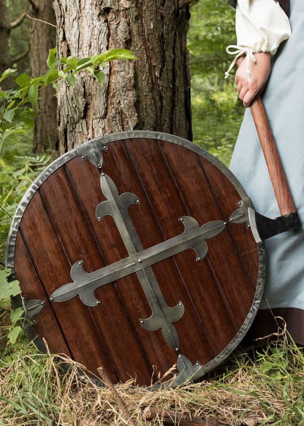 Round Wooden Shield with Steel Fittings