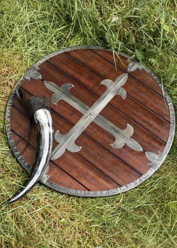 Round Wooden Shield with Steel Fittings