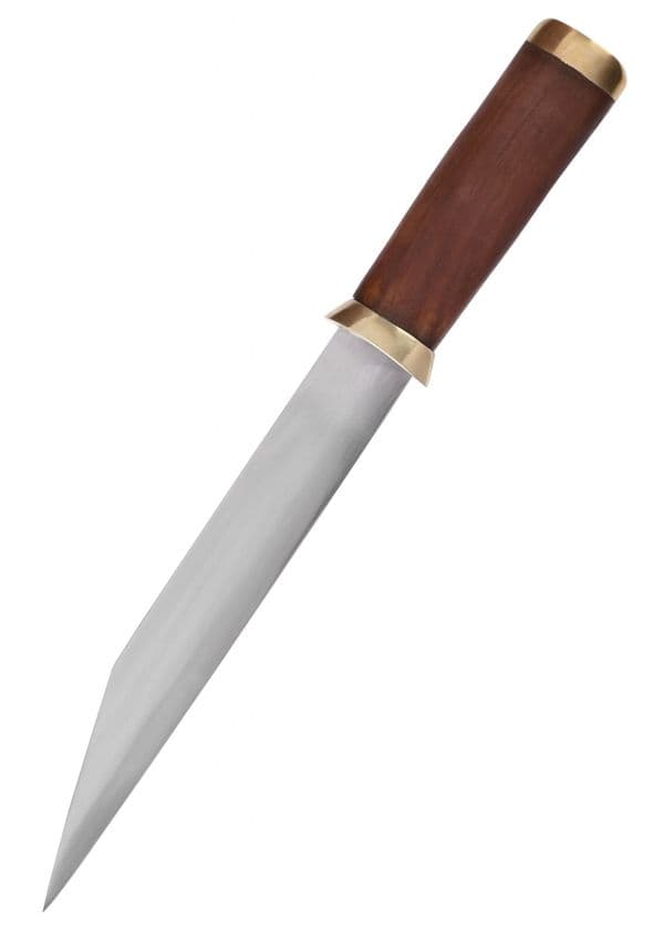 Seax Knife with Carbon Steel Blade and Brown Suede Sheath
