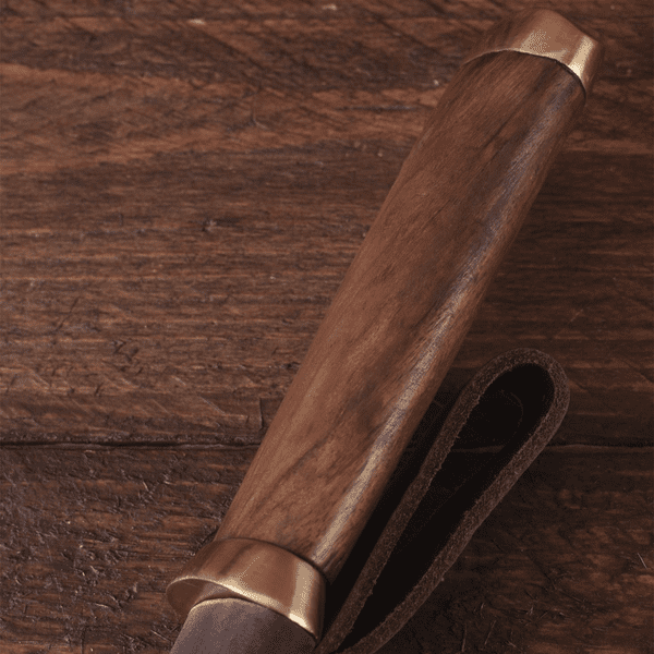 Seax Knife with Carbon Steel Blade and Brown Suede Sheath
