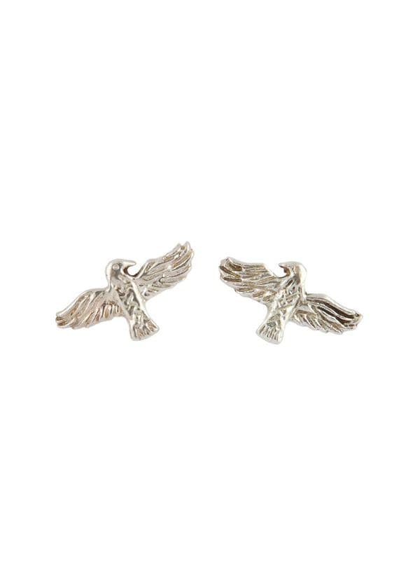 Silver Stud Earrings - Hugin and Munin