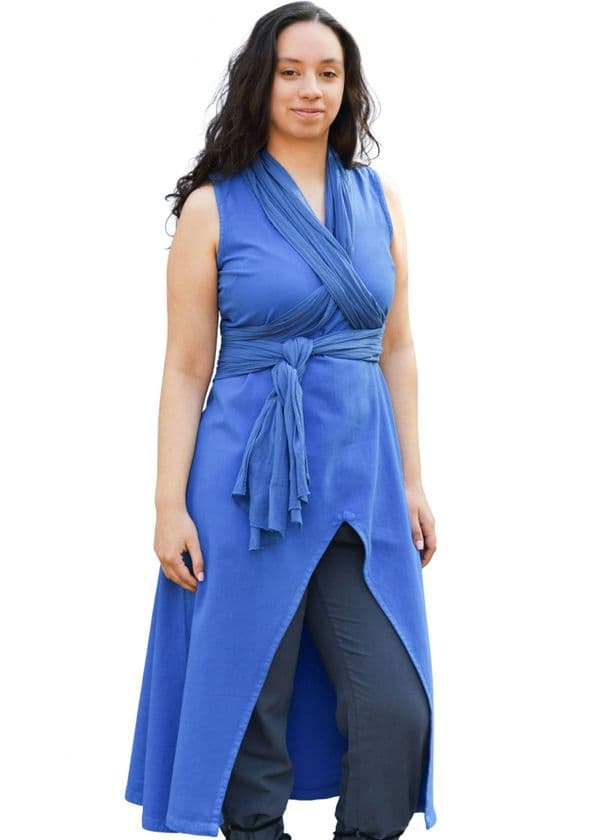 Sleeveless Dress with Shawl/Belt