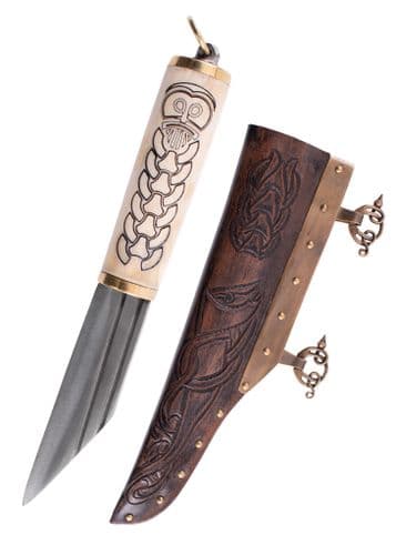 Small Viking Seax, Bone Grip, Norse Motif