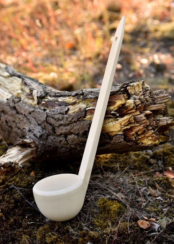 Small Wooden Ladle, Maple Wood, approx 36 X 8.5cm