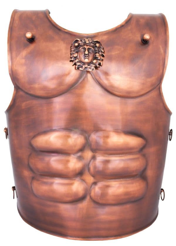 Spartan Short Muscle Cuirass, Steel with  Bronze Finish