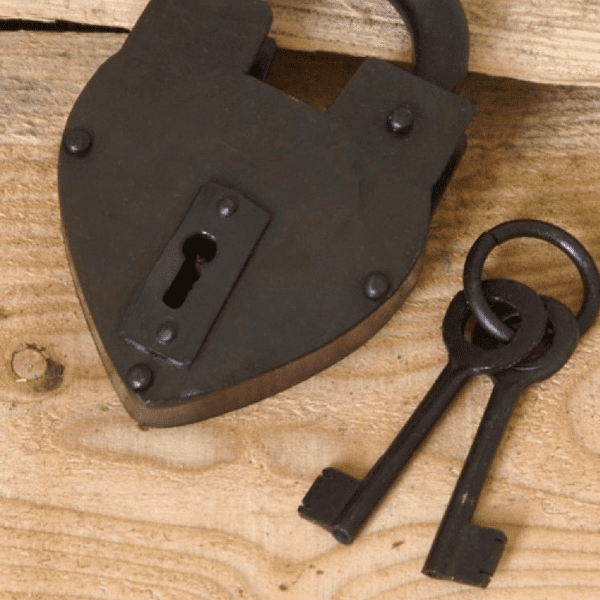 Steel Medieval Heart Shaped Padlock