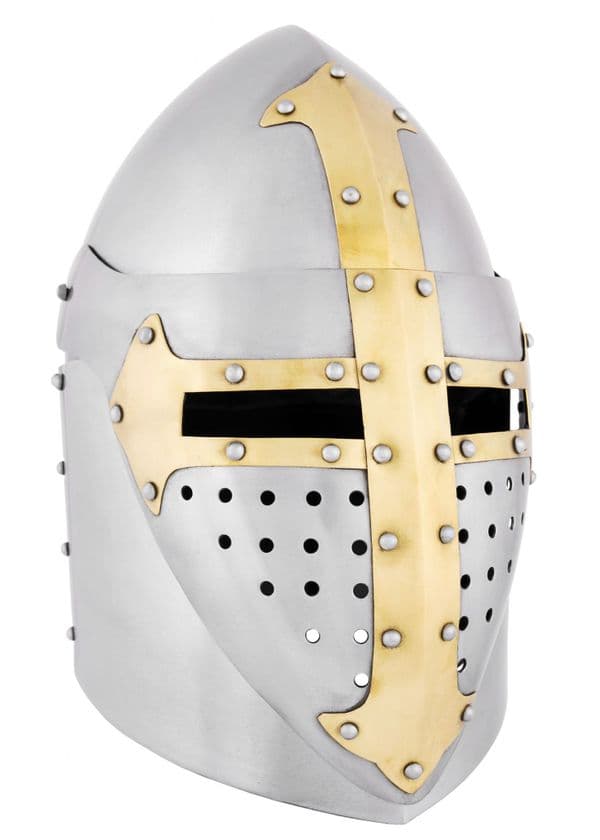 Sugar Loaf Helm, Hinged Visor, 1.6mm Steel, Polished or Antiqued