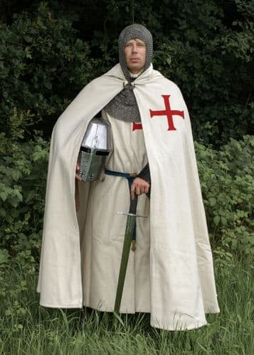Templar Knight Cloak, White with Red Cross