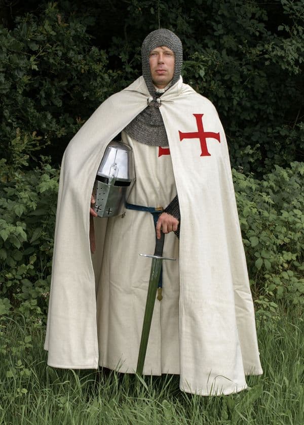 Templar Knight Cloak, White with Red Cross