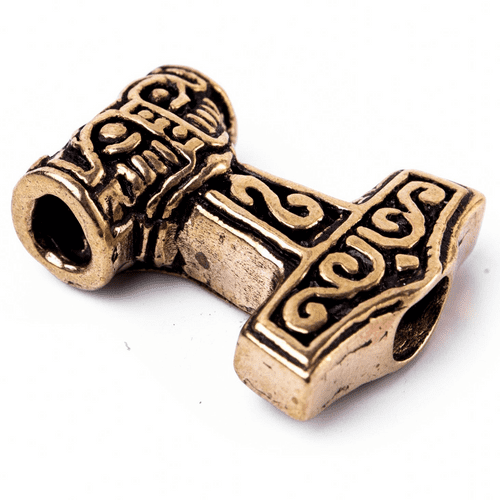 Viking beard bead, Thor's Hammer, Bronze