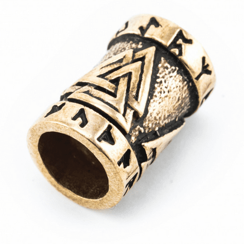 Viking Beard Bead Valknut, Bronze