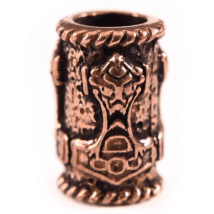 Viking Beard/Hair Bead,Thor's Hammer Design , Bronze