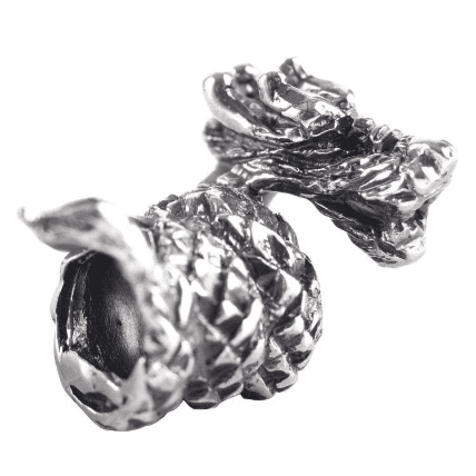 Viking Beard/Hair Bead with Small Dragon Design, 925 Sterling Silver