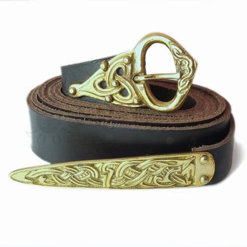 Viking Belt 170cm Length, 2.5cm Broad Leather, Brown