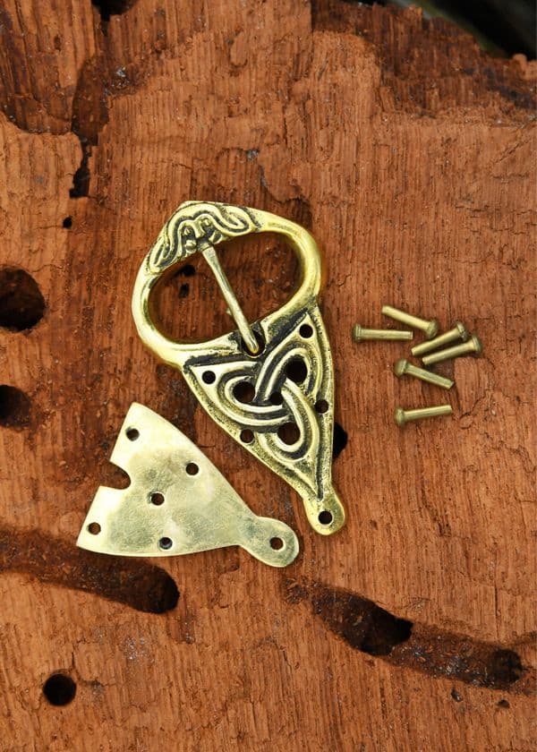 Viking Belt Buckle with Rivets, Brass