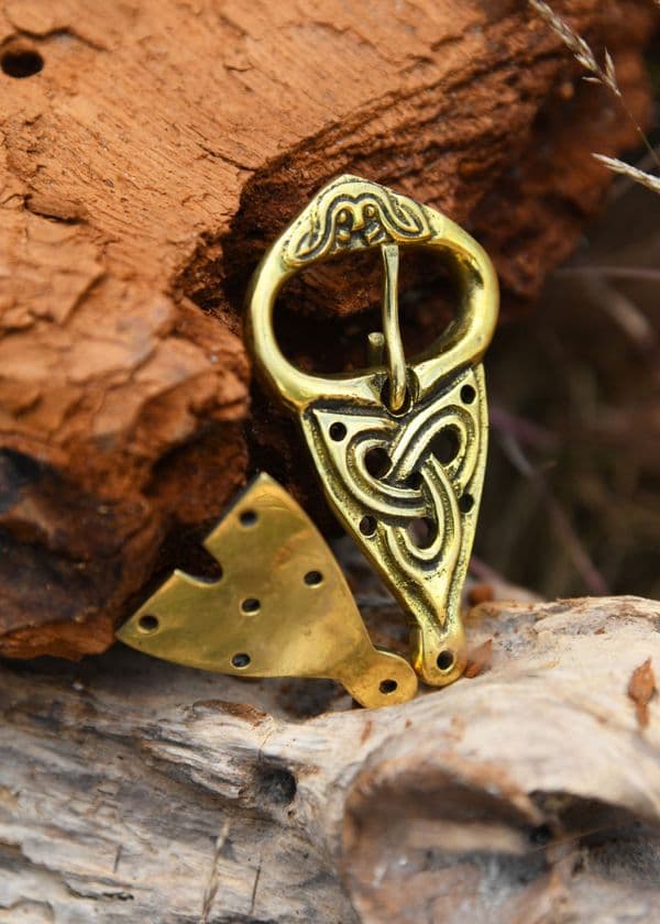 Viking Belt Buckle with Rivets, Brass