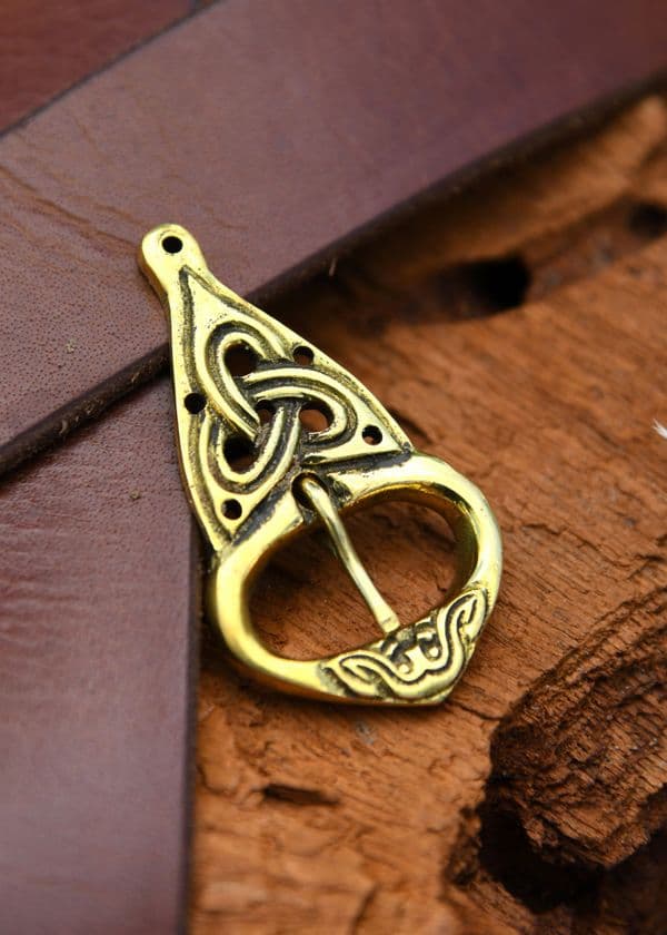 Viking Belt Buckle with Rivets, Brass